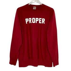 Proper M Unisex Red Pull Over Crew Neck Sweatshirt White Spell Out